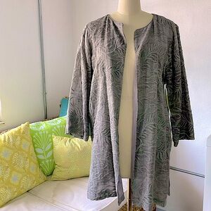 Sigrid Olsen Signature Embroidered Ramie Jacket Bark Color Size M